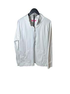 Lilly Pulitzer women’s XLarge Finn White Half Zip Terry Pullover preppy